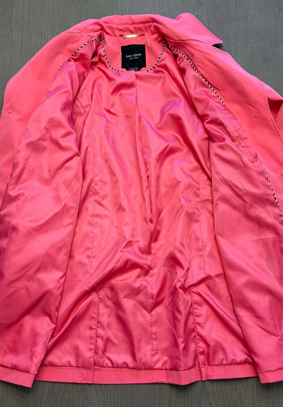 NWOT Kate Spade Coral Pink Belted Trench Coat M - Picture 7 of 14